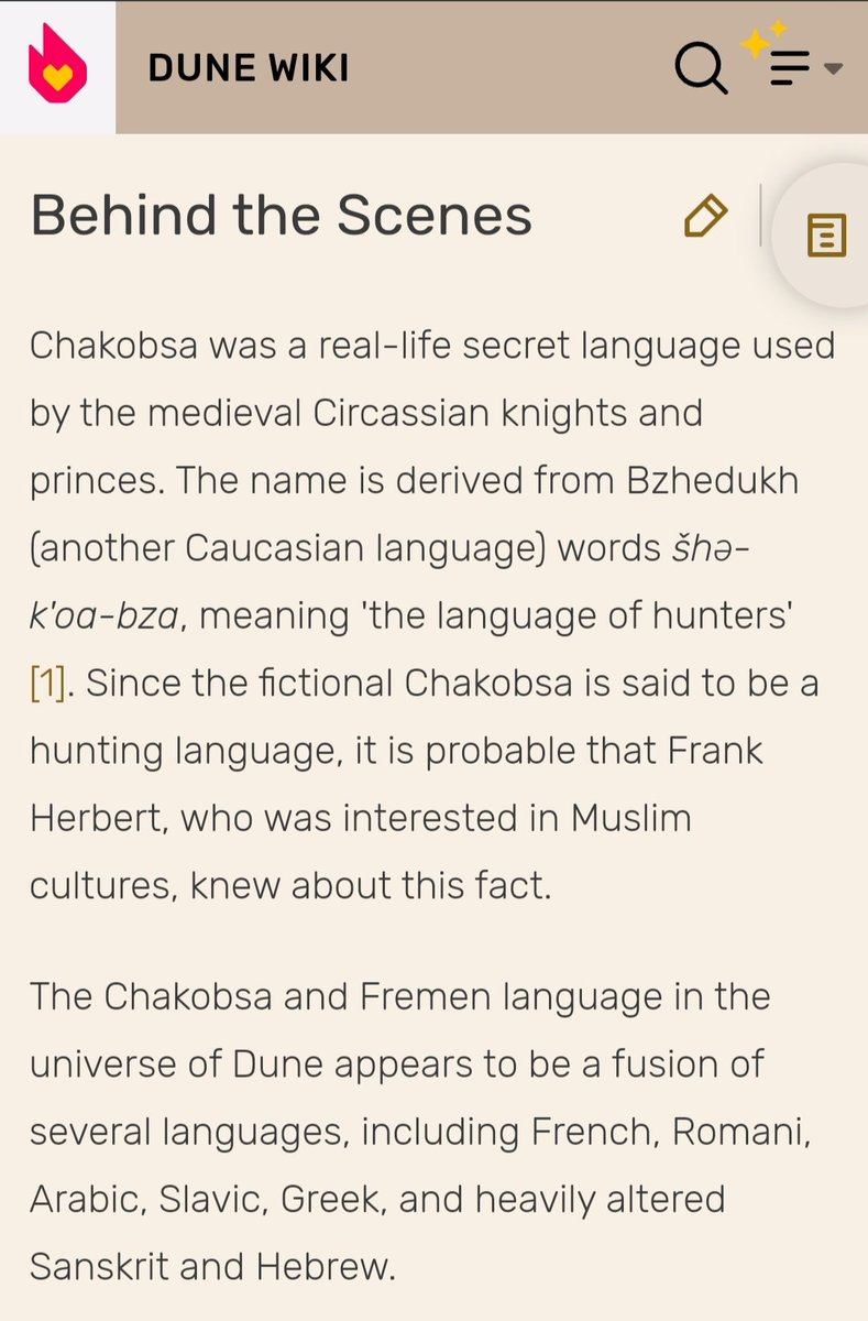 Por si tenéis curiosidad en qué idiomas se basó Frank Herbert para crear el Chakobsa. #Dune