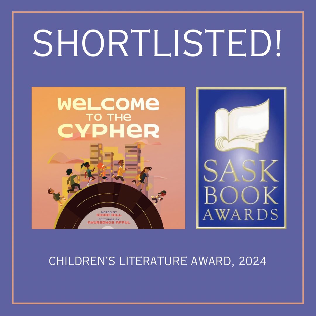 Welcome to the Cypher is the little rap book that could! Much thanks to @SaskBookAwards for this recognition! #kidlit #hiphop #BookTwitter