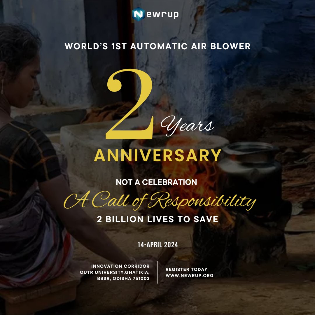 NewrupTech's tweet photo. @NewrupTech turns two today marking our commitment to pioneering clean cooking solutions and fighting indoor air pollution in rural areas As we celebrate we also reaffirm our responsibility to safeguard 2million lives Here's to 2years of impactful innovation and a future of hope. https://t.co/6xMTzNnngg