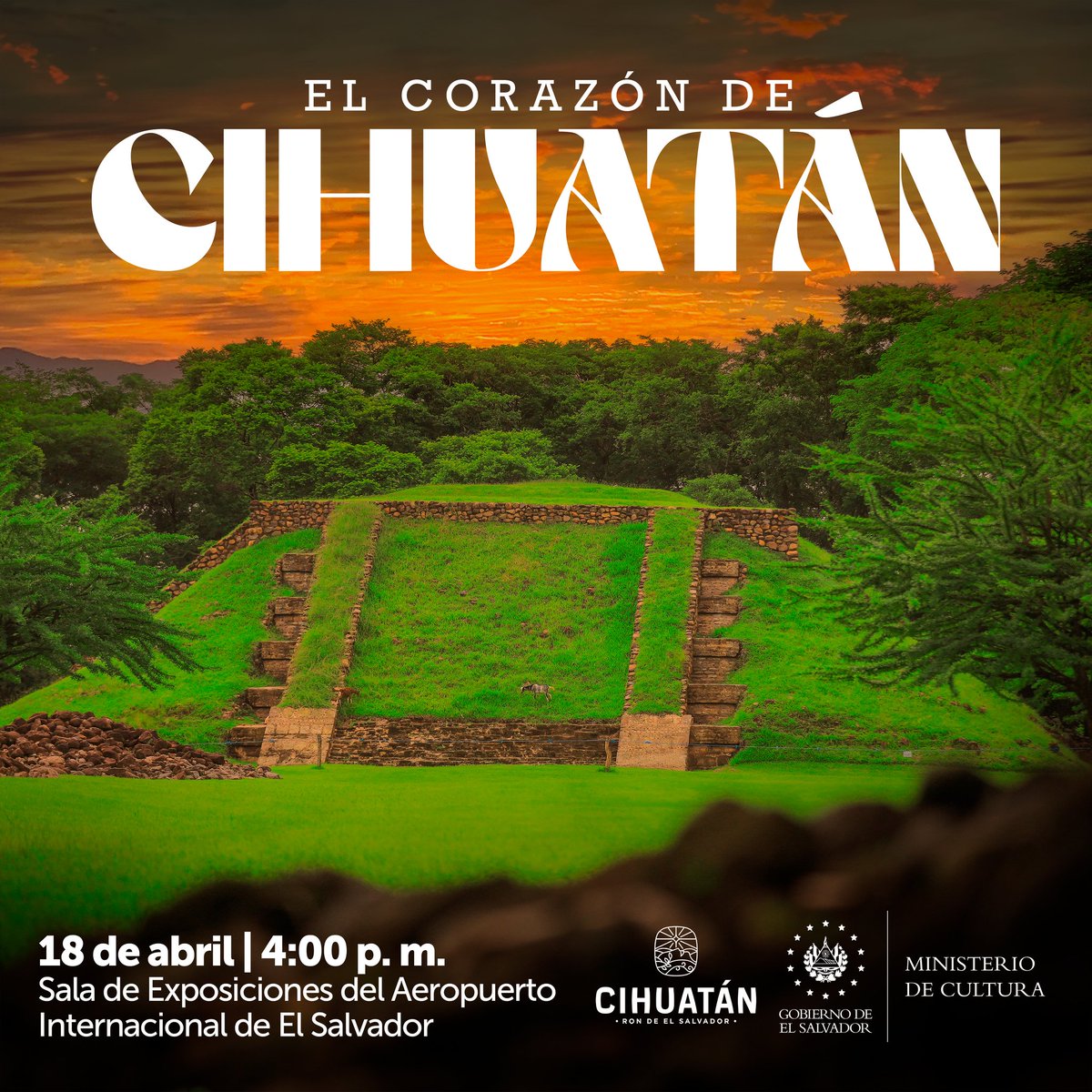 ✈️Si vienes de visita o vas de viaje, te invitamos a la inauguración de la exhibición temporal 'El corazón de Cihuatán'. 🎨🖌️ 📆Jueves 18 de abril | 🕑 4:00 p. m. 📍Sala de Exposiciones del Aeropuerto Internacional de El Salvador