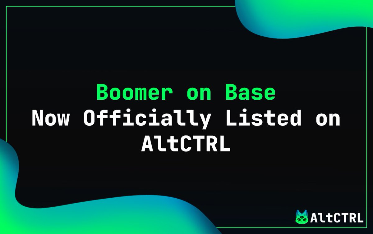 Boomer on Base is now officially listed on the AltCTRL #SaFu Token List! @BoomerOnBase baseboomer.com 0xcdE172dc5ffC46D228838446c57C1227e0B82049