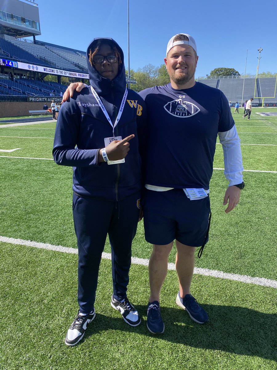 TrotmanTayshawn's tweet photo. I enjoyed the day at @ODUFootball 
@CoachDuncanOL 
@saved_x_love 
@cookrkc12 
@ponchoreli56 
@WBBruinsFB https://t.co/UuQjQQmcHj