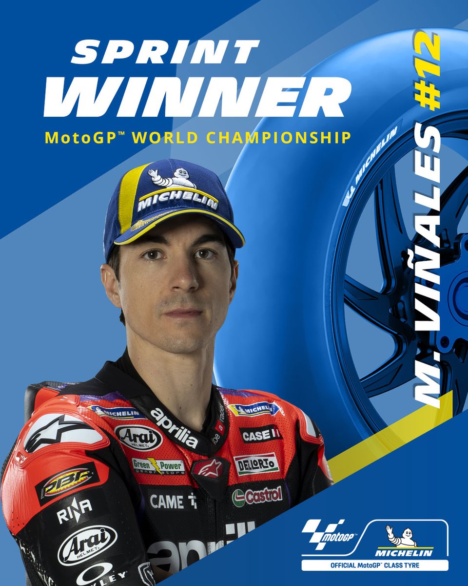 Maverick Viñales wins the #AmericasGP Sprint race 👏👏👏

2nd victory in a row 💪👏🔥

Impressive ride, leading from the start to the finish, helped by the performance and consistency of his #MICHELINPower slcik tires 💪

#MichelinMotoGP #OfficialGripSupplier