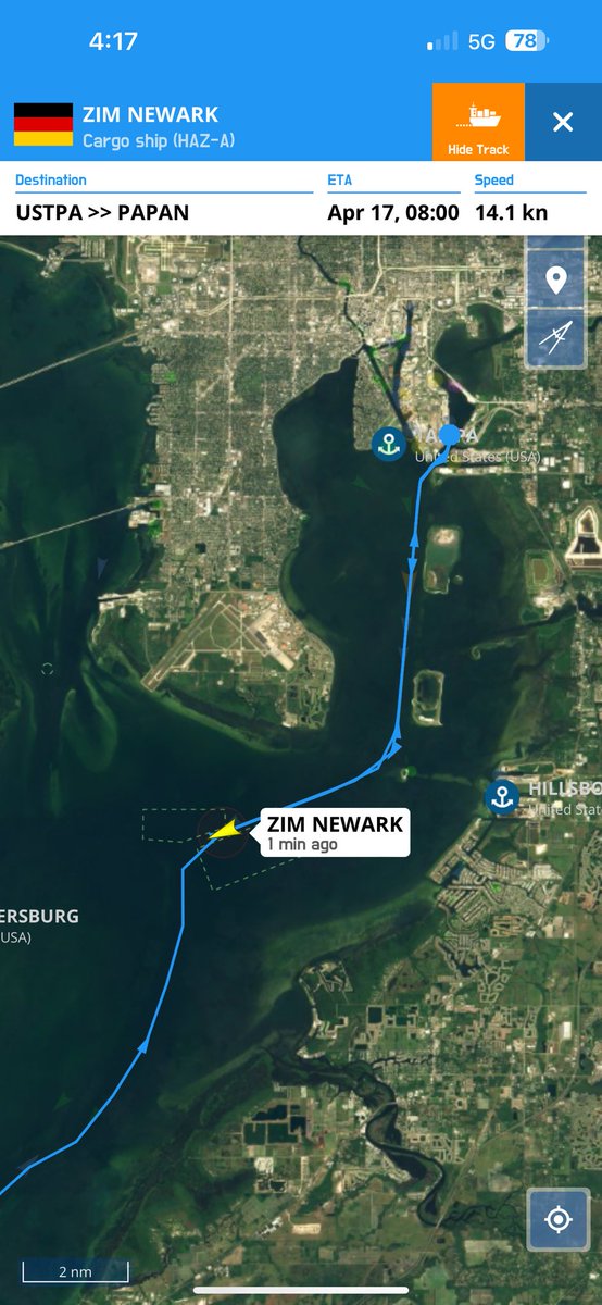 FlconEYES's tweet photo. ZIM NEWARK 9290555
#TAMPA departed 
#AIS #Maritime #vessel #ContainerShip #12Apr https://t.co/tOt831D1ed