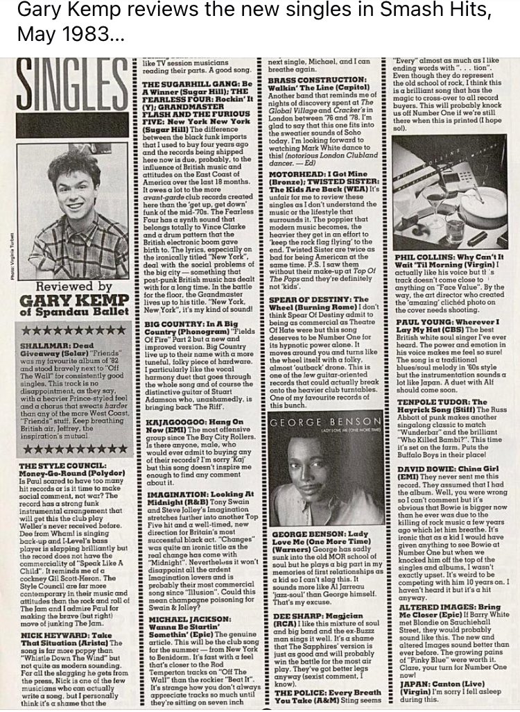 Enjoyed reading these reviews by @garyjkemp  from May 1983 before.  Agree with virtually everything said too.

However, I was very surprised that a man who clearly knew his stuff didn’t appear to know that “Wherever I Lay My Hat” was a Marvin Gaye song.