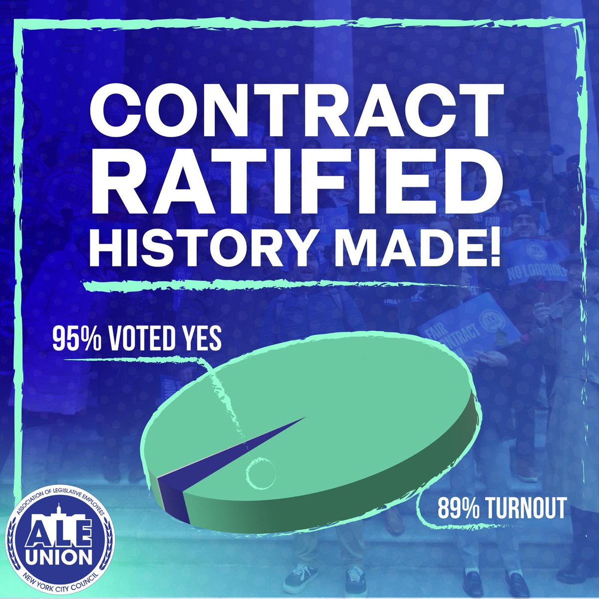 Contract ratified. History made. Congratulations to ALE members for ratifying our first contract!