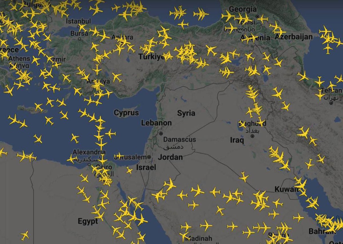 🚨 | ÚLTIMA HORA: Espacio aéreo en este momento en Oriente Medio.