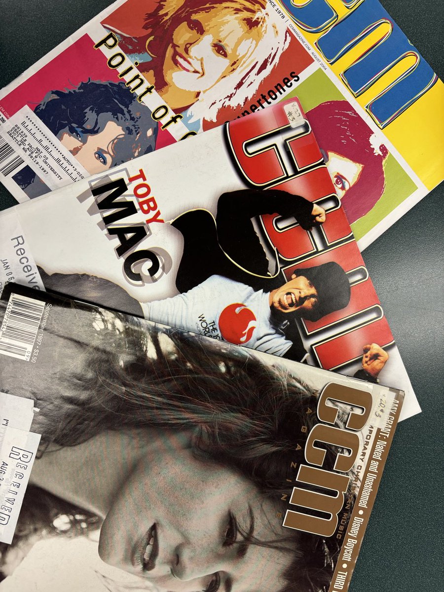 Down in the basement of ⁦@TheSPULibrary⁩ for some quiet studying w/ Lucca and look 👀 what I found! A treasure 💰 horde of #CCM back-issues! 🤓🤓

⁦@jfreakhideout⁩ ⁦@tobymac⁩
