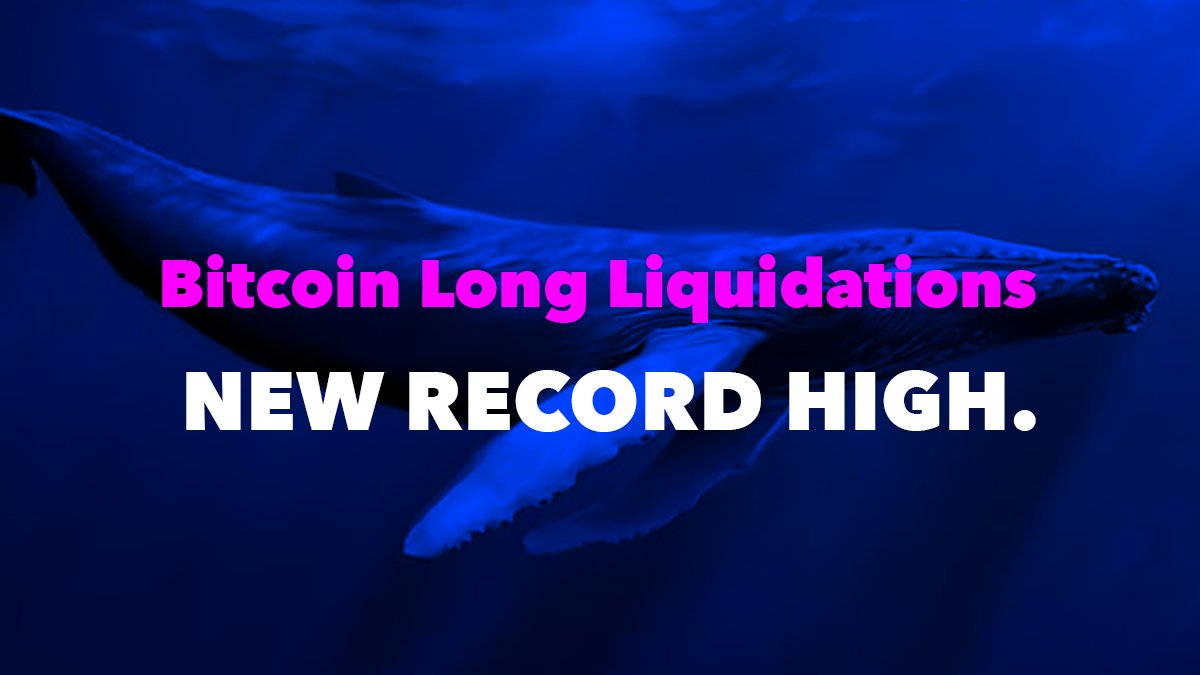 JUST IN: Over $1.2 Billion in #Bitcoin longs have been liquidated over the last 24 hours, amid market decline, setting a new record. The previous record was $879M. Today, more Bitcoin bulls have been liquidated than on any day in the last 15 years. Another reason why buying up