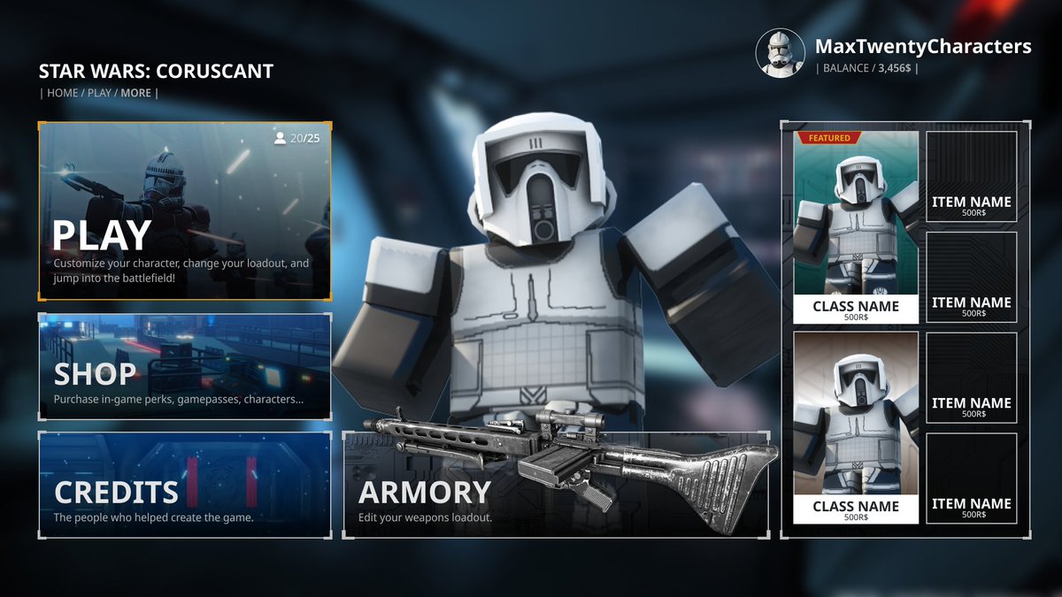 styflux's tweet photo. Another Star Wars menu User Interface commission, here are some parts of it, check it out!

Want to hire me? Contact me on Discord:
@styflux

View my work: https://t.co/31GxsBOocJ

 #RobloxDev #ROBLOX #UI #uidesign #design #figma https://t.co/4n4NCKKUrF