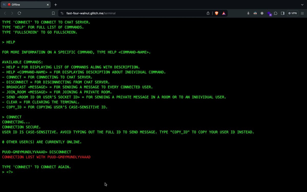 Hey guys, just finished an old #project of mine. A terminal-like chat application built using Node.js, Socket.IO, and JQuery, called Chatter-Type. Demo: fast-four-walnut.glitch.me Inspired by 'Rata Alada' from The #Batman 2022 movie.