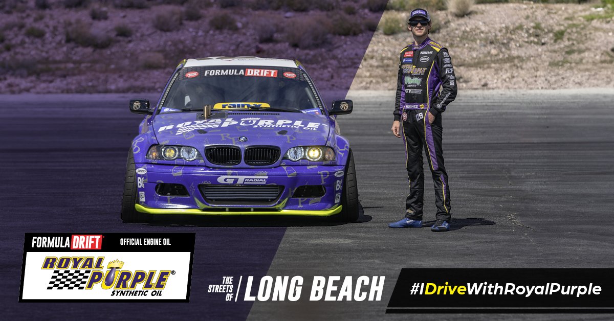 Make your way to the track where you can stroll around and meet @FormulaDrift drivers. Keep an eye out for Dylan Hughes - if you spot him nearby, grab a photo together.🏎️ #DriveWithRoyalPurple #DriftWithRoyalPurple #DriftWithRoyalPurple #FormulaD #FDLB @oreillyauto