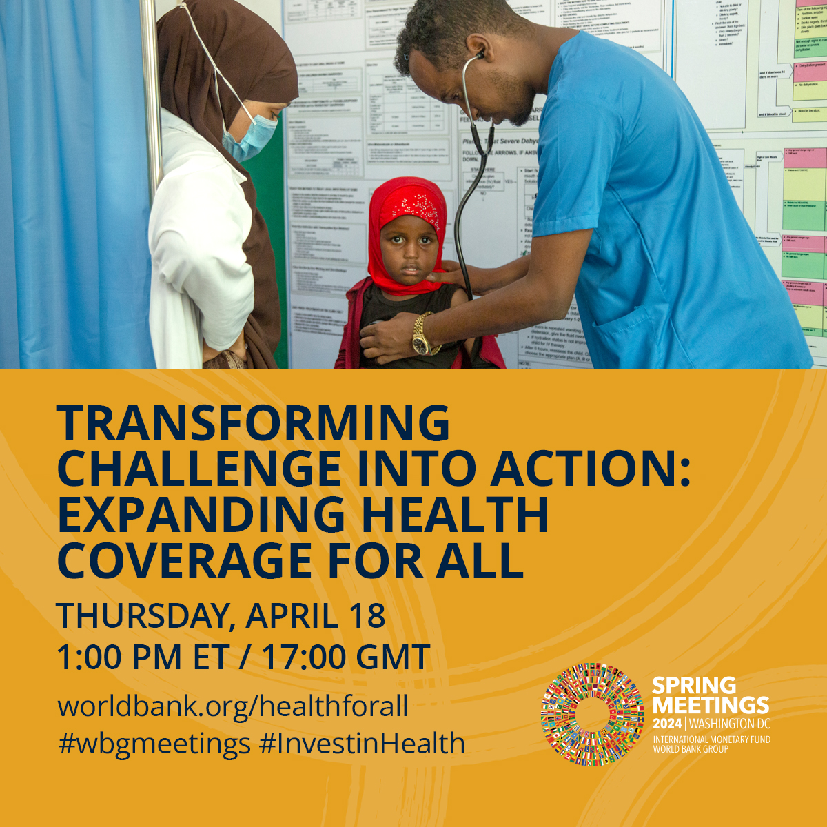 Climate change, pandemics, and a shortage of healthcare workers – the challenges are mounting. But together, we can tackle them to improve health care. Join the conversation on April 18, 1 pm ET: wrld.bg/Tr7N50RbPUx #WBGMeetings