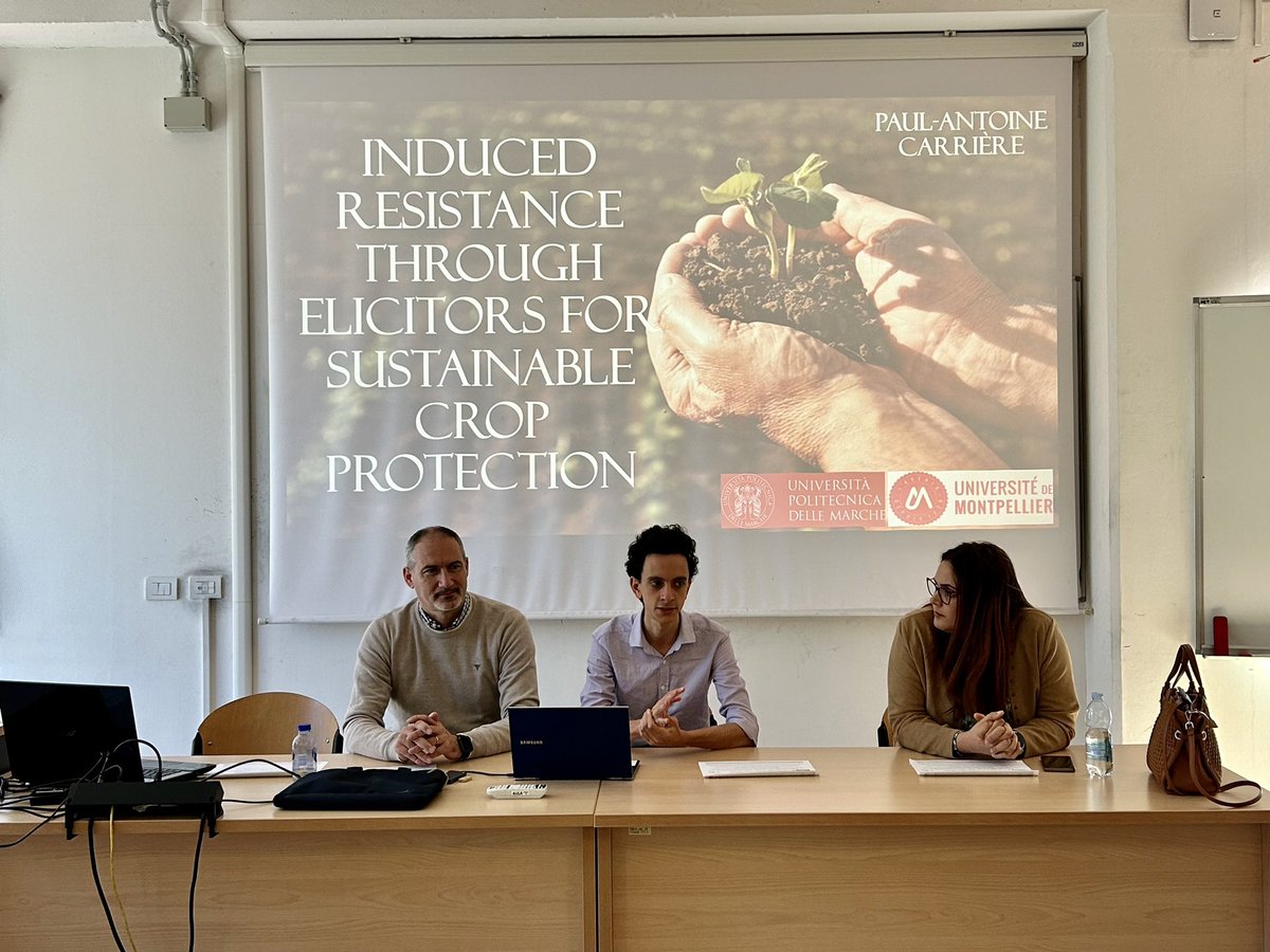 Seminar at #UNIVPM of Meleksen #Akin from #Igdir #University, #COST #FoodWaStop #CA22134 Action grantee, Ali #Kaval, visiting researcher from #Gebze #University, and Paul-Antoine #Carriere from #University of #Montpellier on strategies to mitigate #food #loss and #waste