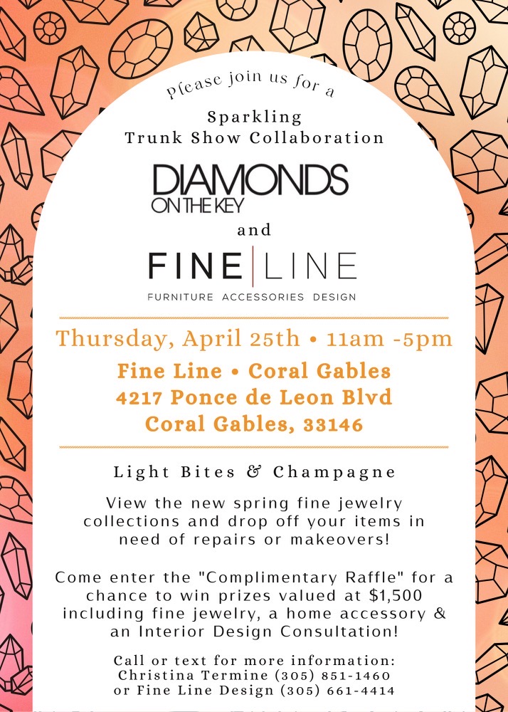 📢SAVE THE DATE / CORAL GABLES HEARTBEAT 

@DiamondsOntheKey @CoralGables @CityBeautiful @trunkshow @FineLine @raffle @springcollection @jewelryrepair @finejewelry @jewelrycollection @interiordesign @Aprilevents @freeevent @SouthFloridaevents @CoralGablesevents