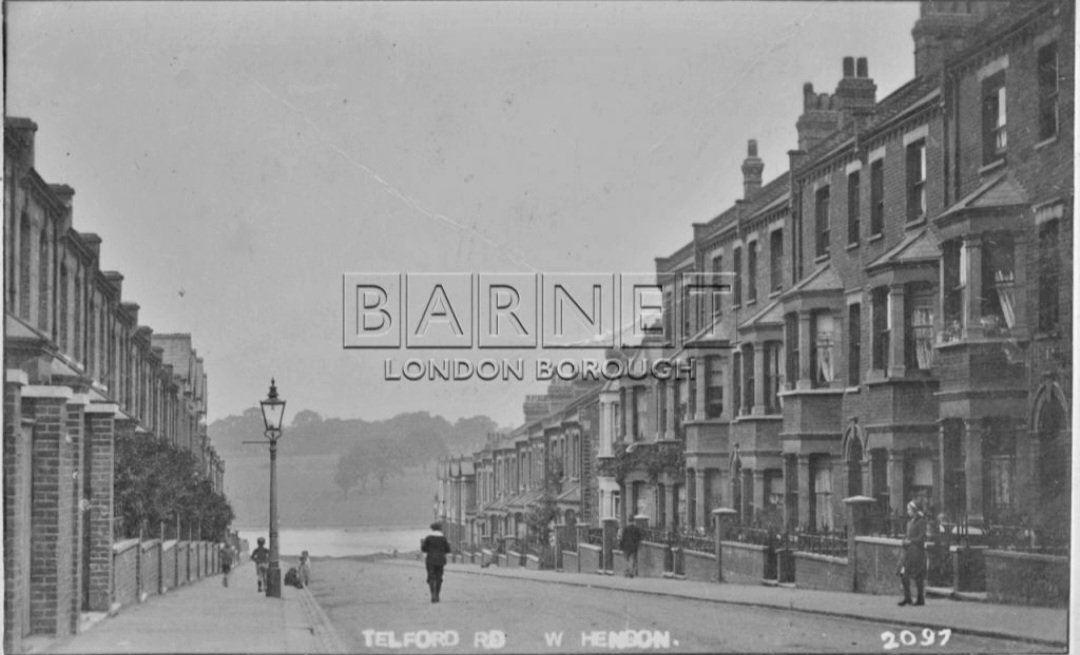 Telford Road, West Hendon, circa 1900. This road ran off West Hendon Broadway and no longer exists.... Photo Barnet Local Studies.