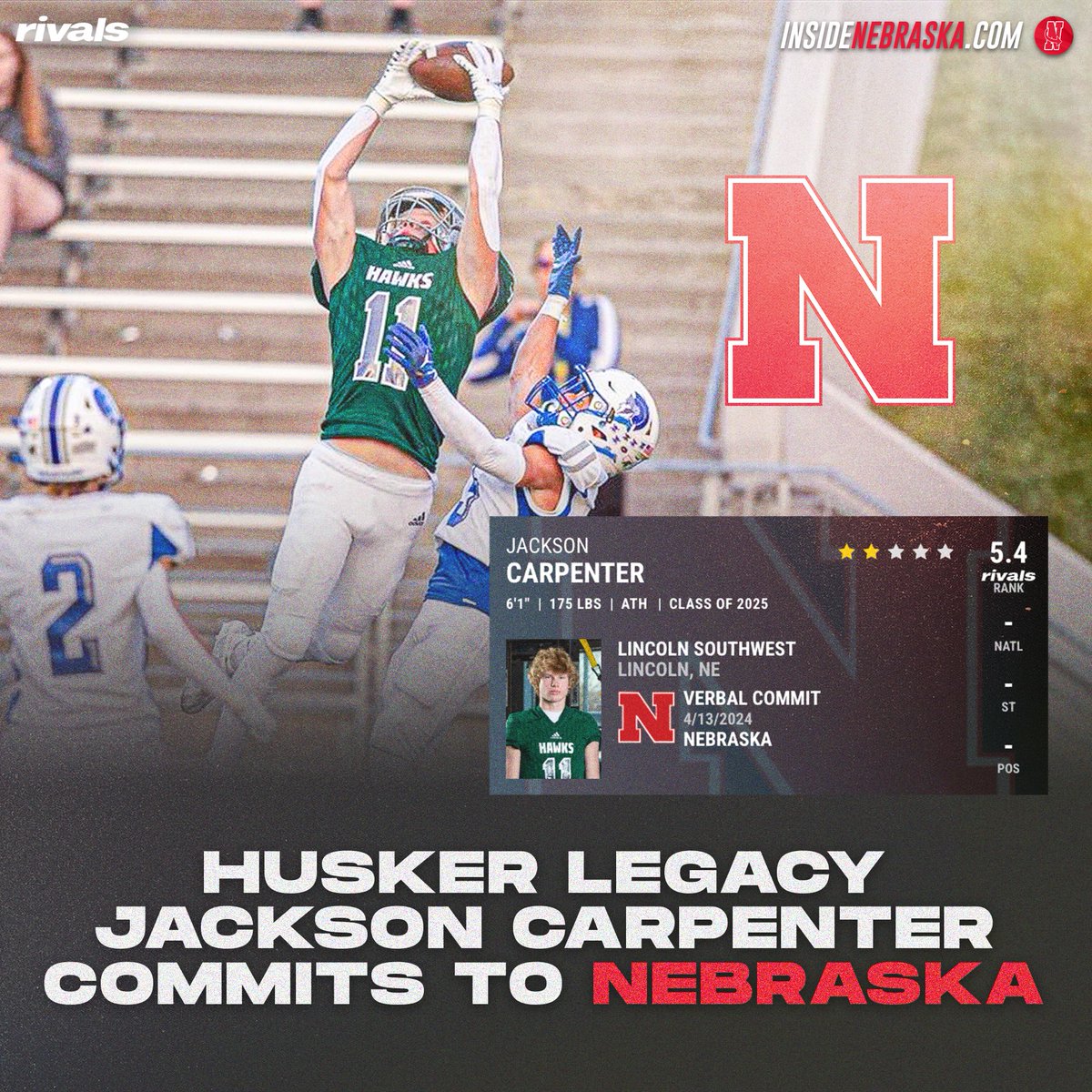 Nebraska's commitment drought has ended with the addition of local legacy WR Jackson Carpenter Here's a look at what Carpenter brings to the #Huskers and what it means for the 2025 class Analysis: nebraska.rivals.com/news/analysis-…