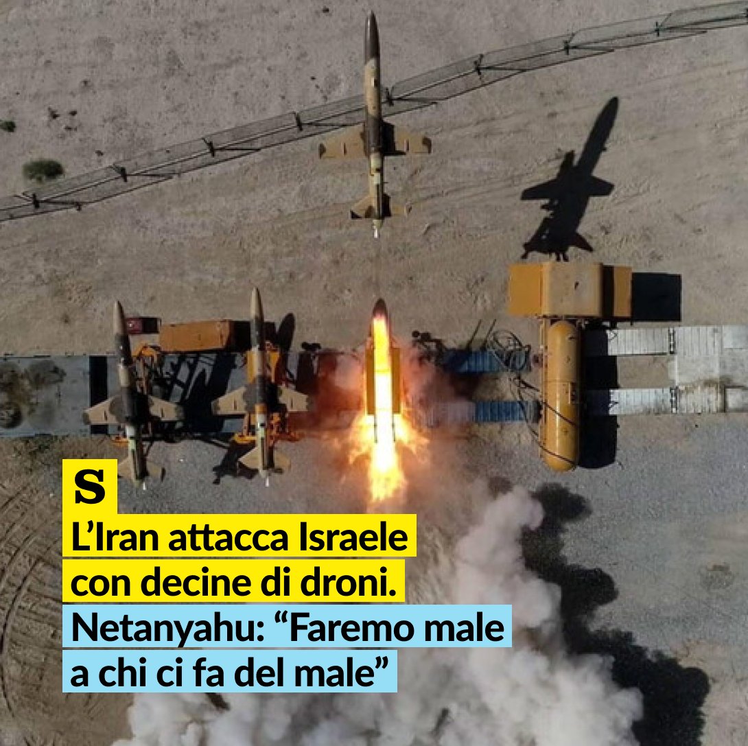 LaStampa's tweet photo. L'Iran ha lanciato un attacco contro Israele usando decine di droni. Nelle ultime ore Ynet aveva parlato di attacchi a obiettivi militari, non civili. E intanto l'aereo di stato israeliano «Ala di Sion» ha preso il volo dalla base aerea di Nevatim, nel sud di Israele. Lo riporta The Times of Israel, citando siti web che tracciano i voli. L'aereo, costruito per il premier Benjamin Netanyahu, non era mai stato usato prima in modo ufficiale. Il premier israeliano ha commentato: «Ho stabilito un principio chiaro: a chiunque ci farà del male, noi faremo del male. Ci difenderemo da ogni minaccia e lo faremo con calma e determinazione. Restiamo uniti e, con l'aiuto di Dio, insieme sconfiggeremo tutti i nostri nemici».

Tutti gli aggiornamenti su La Stampa 

#Israele #IranAttack #Iran #IronDome