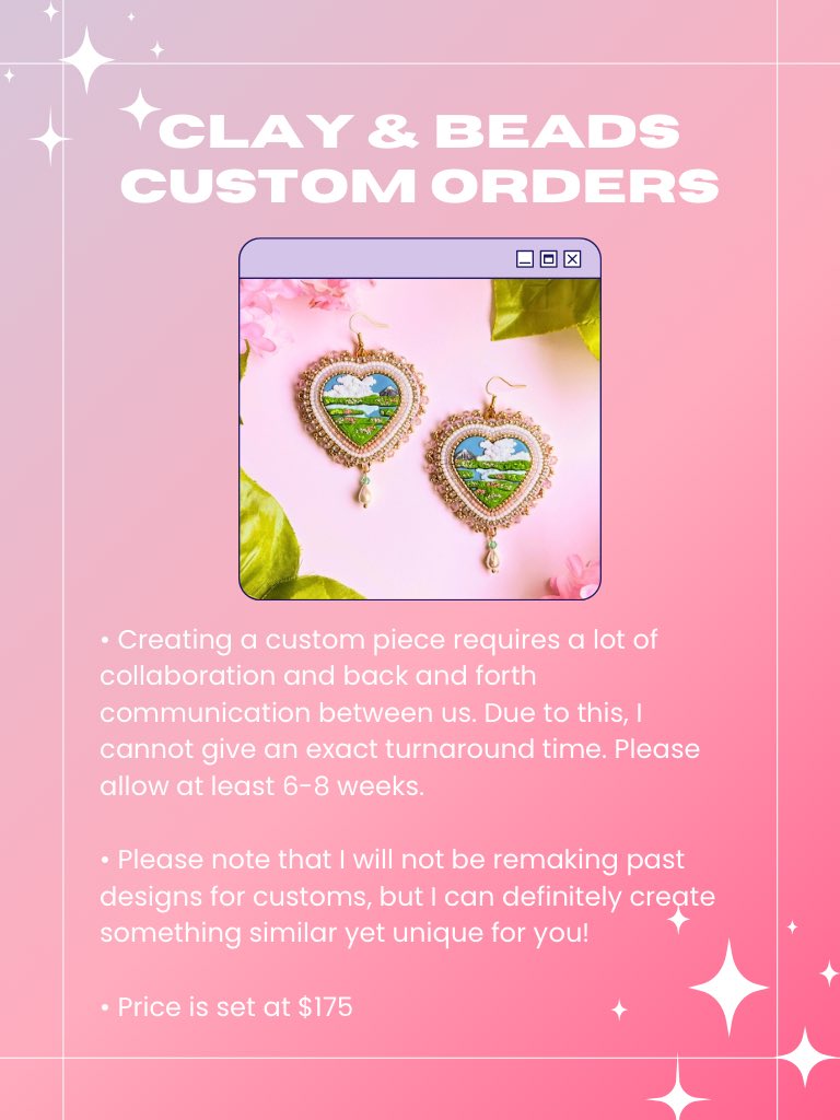 here is more info on my custom orders! i can’t wait to create unique pieces for y’all! 🫶🏼💖