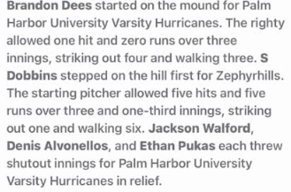 Great team pitching last night!  Proud to have been able to contribute 2 innings with no hits, two Ks and one walk. #uncommitted @DiamondLevelBSB @FlaUncommitted @TopPrepBaseball @Uncommitted_ID @sidearmnation @Baseballcf8