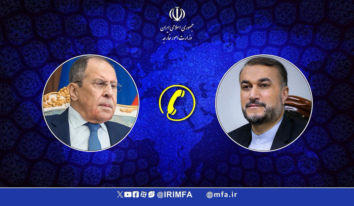 📌Iranian FM Amirabdollahian & his Russian counterpart Sergey Lavrov held a phone call on Saturday where they discussed issues related to bilateral & multilateral ties as well as the situation in the region, particularly the latest developments in #Palestine