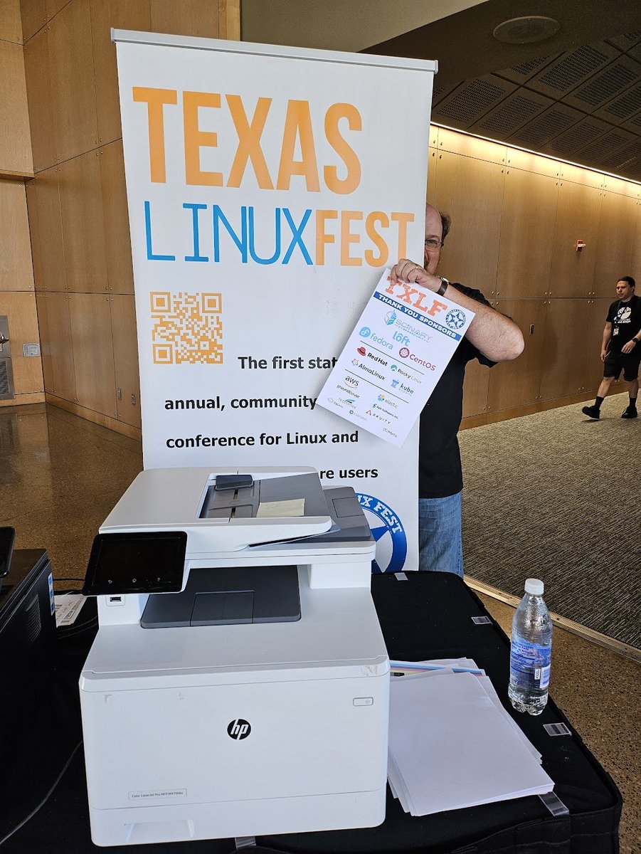 texaslinuxfest's tweet image. Big shoutout to all the amazing sponsors of #TXLF! ๐ Your support makes events like these possible and brings the community together.
Special thanks to @DiscountE for providing us with a printer for badge printing!