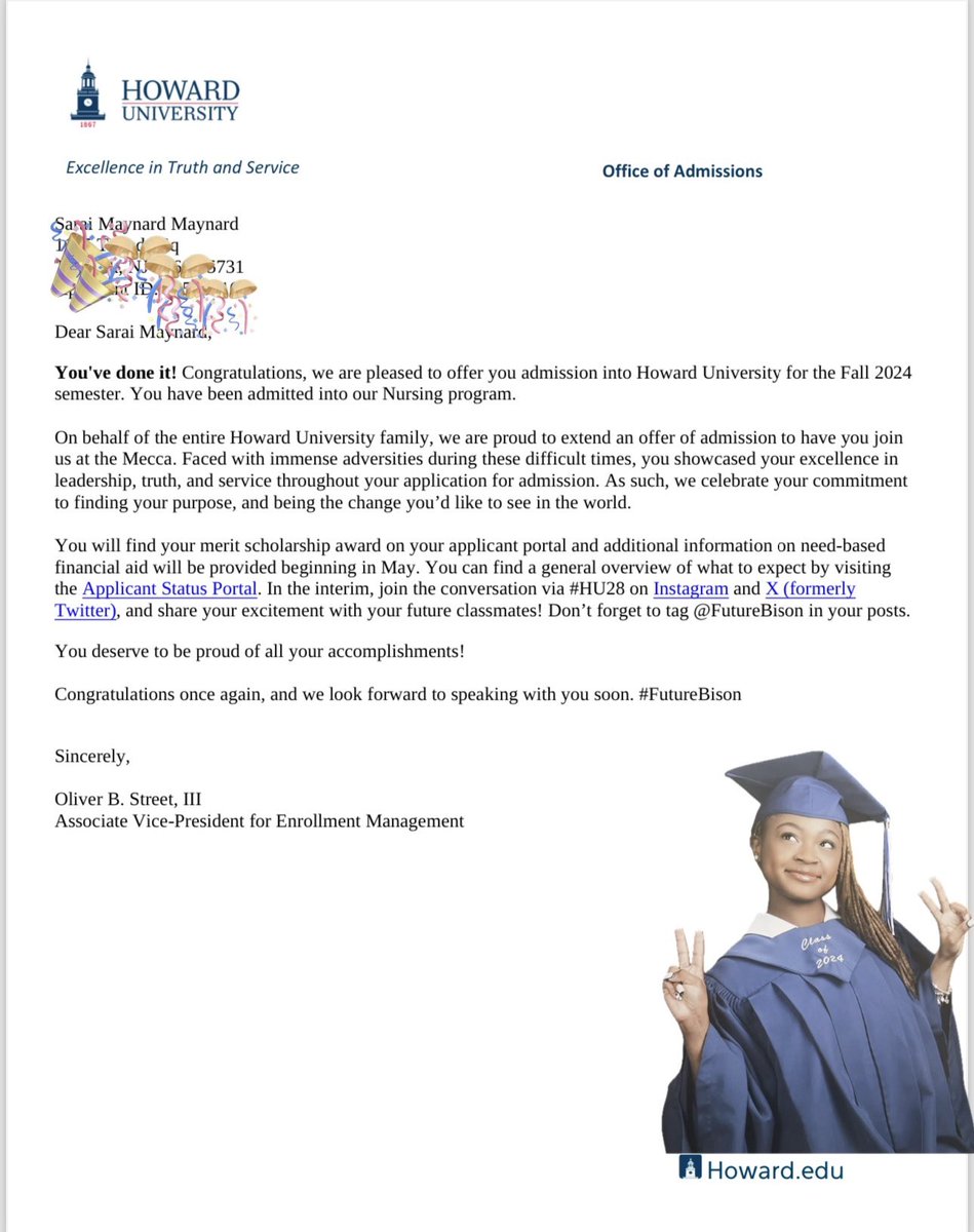My baby is going to Howard University 🎉
I am beyond proud! God is so good!
#HU28 #futureBison @HowardU