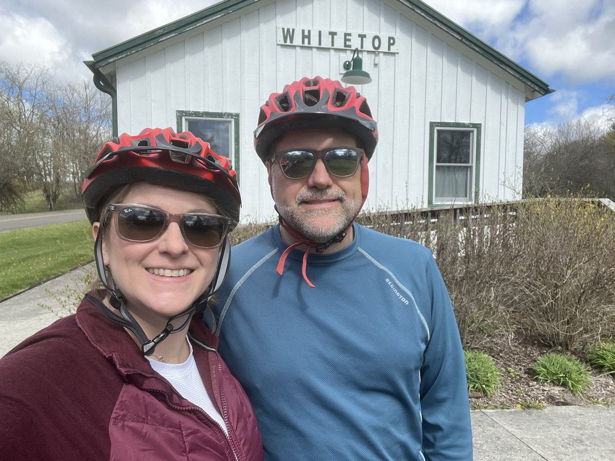 34 miles on the Virginia Creeper Trail in 4.5 hours. 17 miles down hill to start, then the cruel 17 miles up hill to finish.