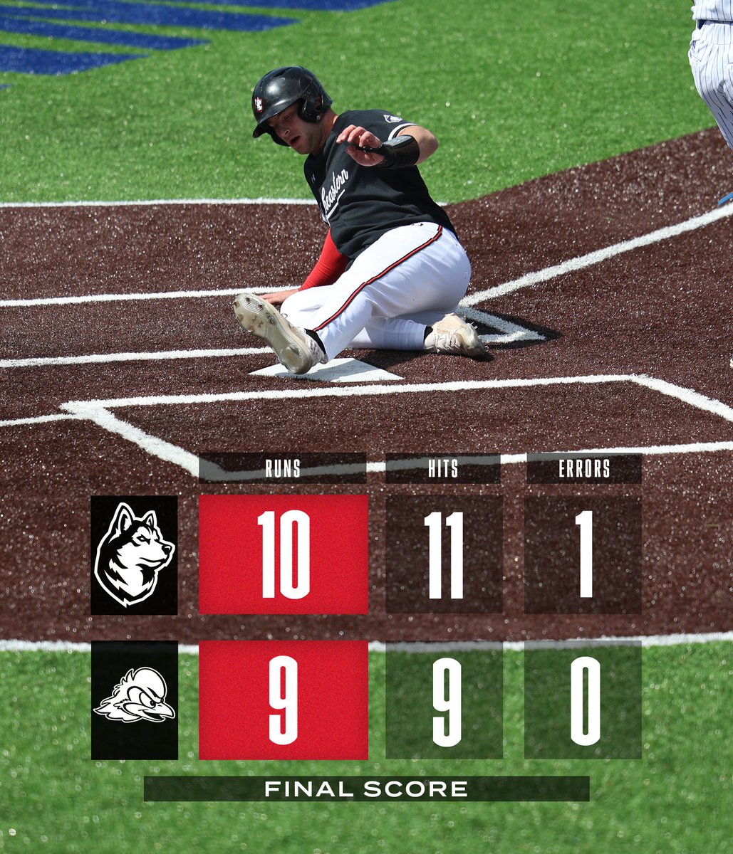 The Huskies tally FOUR in the ninth for the comeback victory! W: Bowery (3-0) SV: Beauchesne (3) Sirota: 3-for-5, HR, 3 RBI Beckstein: 2-for-5, HR, 2 RBI MacGregor: HR, RBI Goodman: 2B, 2 RBI