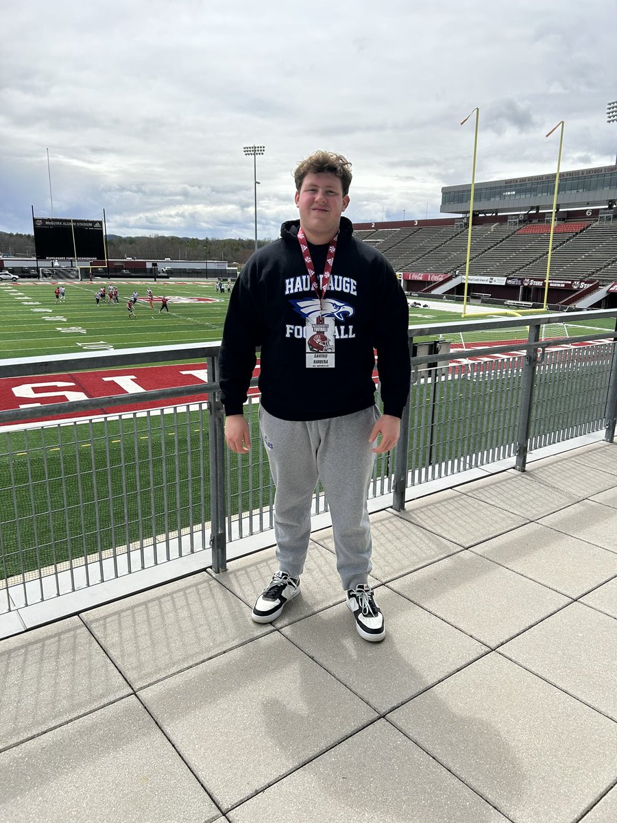 Had a great day at Umass!! Enjoyed practice and seeing the facility. Can’t wait to be back!! @UMassFootball @coachalexmiller @Coach_JimReid @CoachShaneMonty @wick_ashleigh @CoachRoPo @CoachDanielsJR @Geeh_Uk @Haup2023Eagles