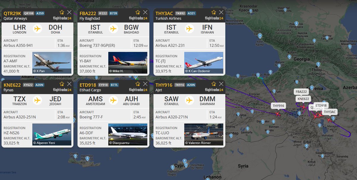 Commercial air traffic carnage continues tonight in the Middle East. GPS jamming. Mass diversions. Have not seen anything like it.