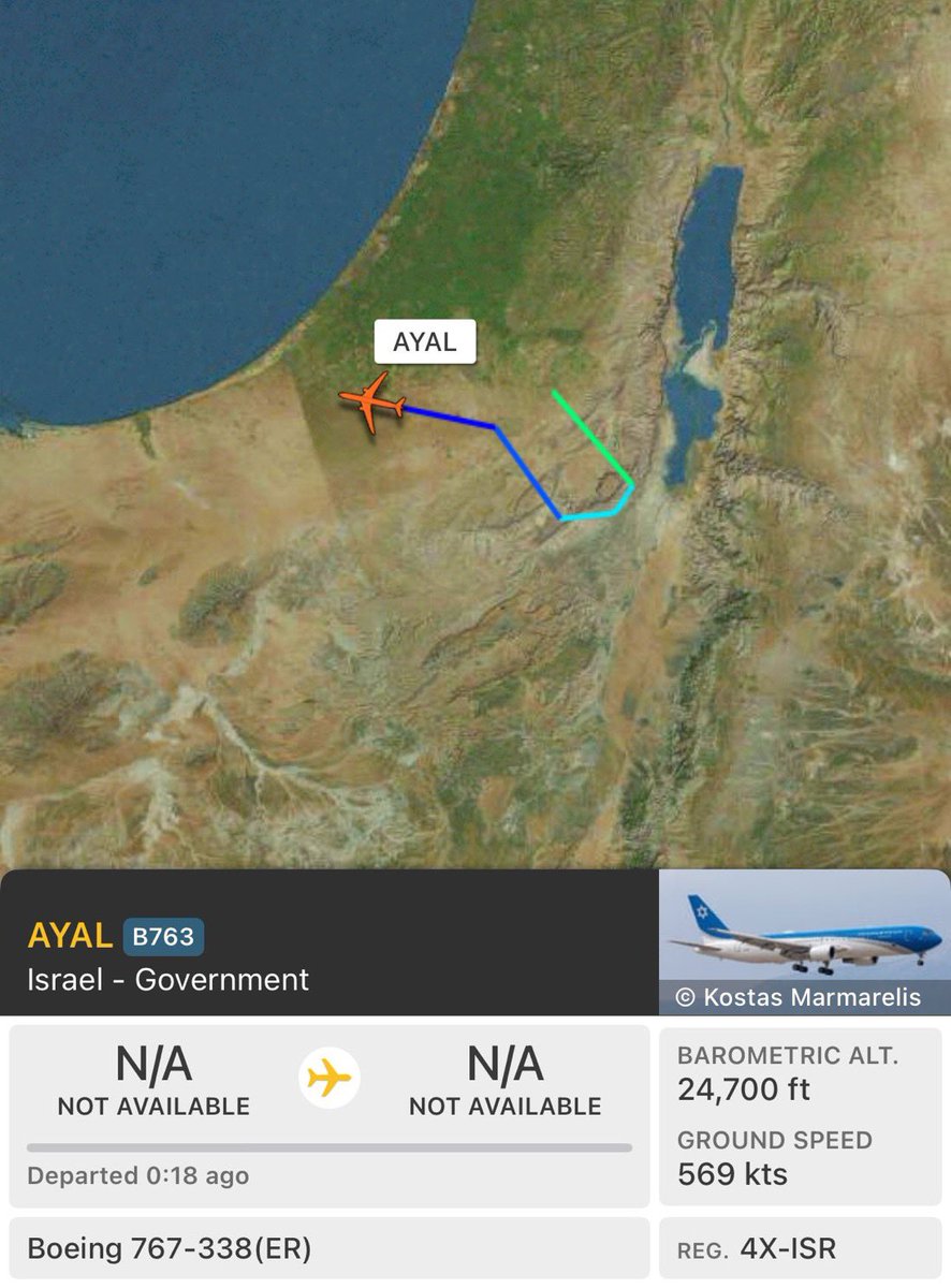 🚨 BREAKING 🚨 The Israeli Governments 'Doomsday plane' has taken off and is the only plane leaving Israel. Potentially carrying Netanyahu and cabinet. This is very bad.