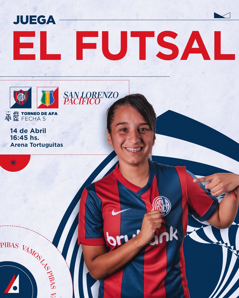 #Futsal 🔜 Mañana, desde las 16.45, #SanLorenzo se mide ante Pacífico, por la quinta fecha del Torneo de AFA, en el Arena Tortuguitas (Av. Olivos 3215). 🎫 Entrada general: $5.000 #VamosLasSantitas 💪💙❤️