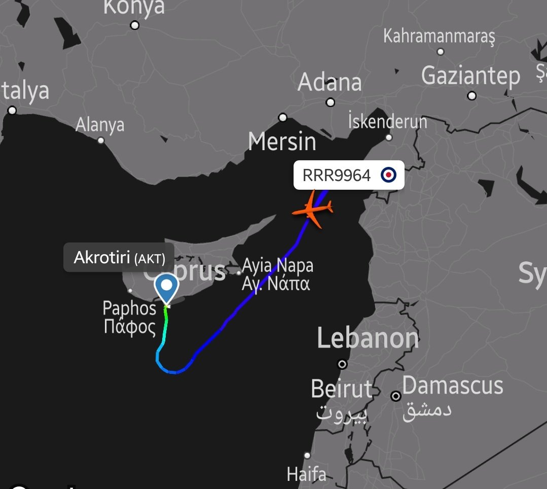 2137 UTC 🇬🇧 RAF KC3 Voyager has taken off from @RAFAkrotiri & is heading NE. Most likely accompanying 1+ Typhoon FGR4's on an #OpShader tasking. Coincidence that #Iran has launched an attack on #Israel & UK strike fighters are heading to #Syria/#Iraq?