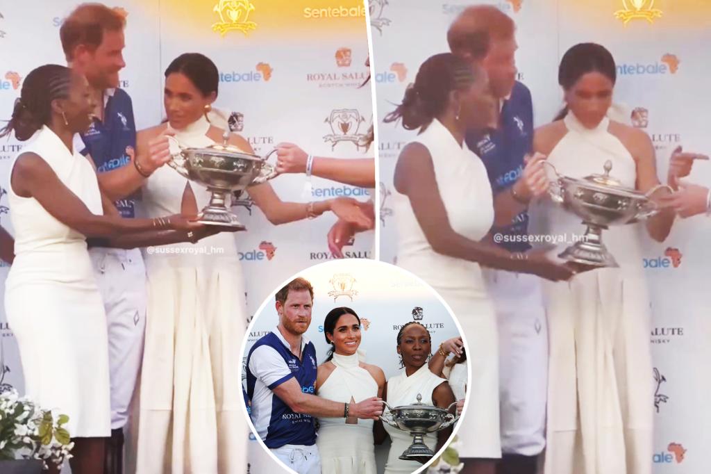 Meghan Markle awkwardly suggests woman not pose next to husband Prince Harry at polo event trib.al/ggrJ0p3