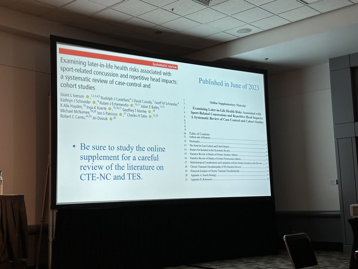 #AANAM #AAN Dr Grant Iverson providing updates on #CTE and #TES: this paper and it’s supplement are very important for recent understanding