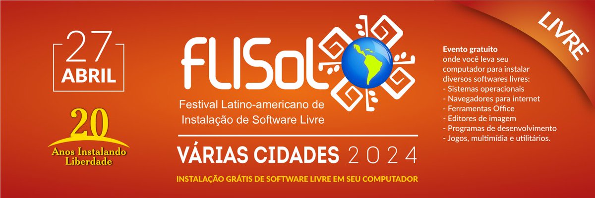 Veja a lista de cidades que estão organizando o FLISOL em 2024 flisol.info/FLISOL2024/Bra… #Flisol #Flisol2024