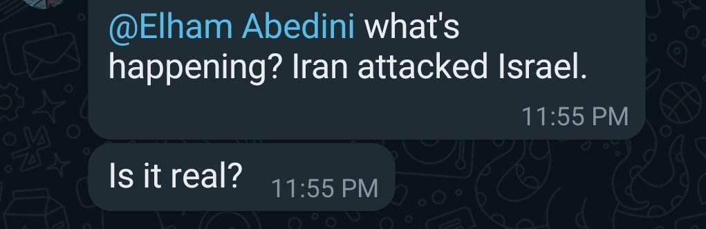 AbediniElham's tweet photo. اجازه تثبیت این روایت رو ندید
در داخل و خارج
ایران حمله نکرده
ایران به حملات رژیم پاسخ داده
"حق دفاع مشروع"
پاسخ من:
Yes.
Not attack, Strike back.
Iran responds to the recent Israeli series of attacks https://t.co/ASKtVTFBel