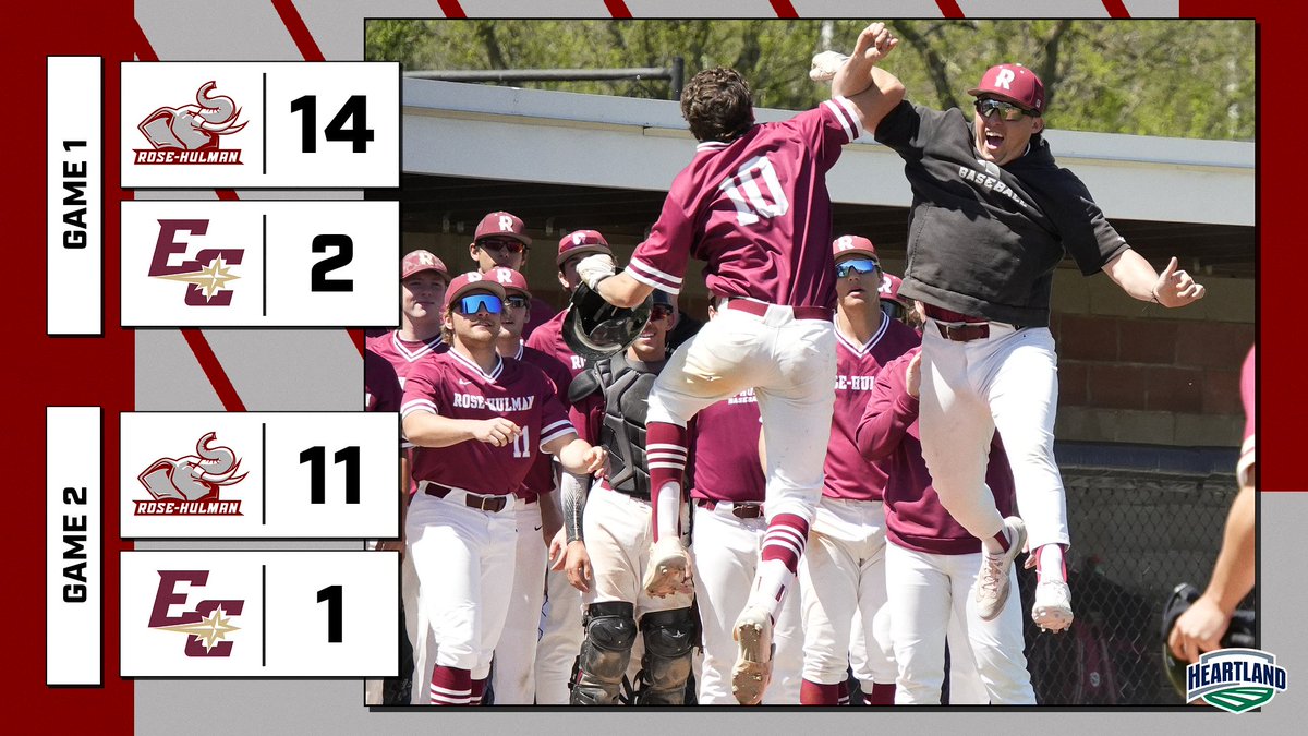 ⚾: The Fightin' Engineers ride five long balls and top-notch starts from their pitching staff to a pair of 10-run victories over Earlham to improve to 16-11 overall and 8-4 in HCAC play this season. #GoRose athletics.rose-hulman.edu/news/2024/4/13…