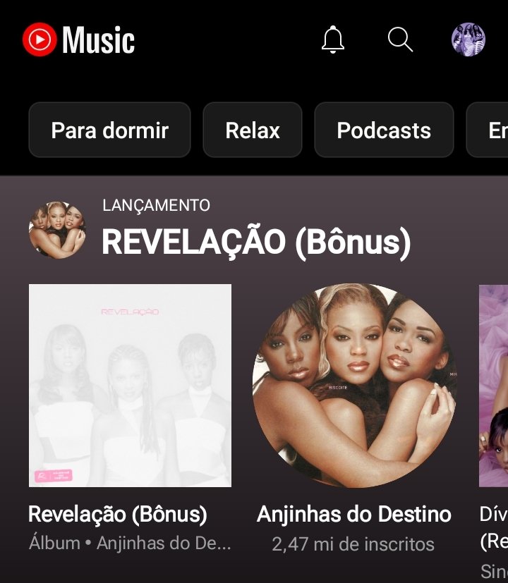 QUERIDAS | O novo lançamento das Anjinhas do Destino, "Revelação (Bônus)", está sendo promovido na página inicial do YouTube Music!