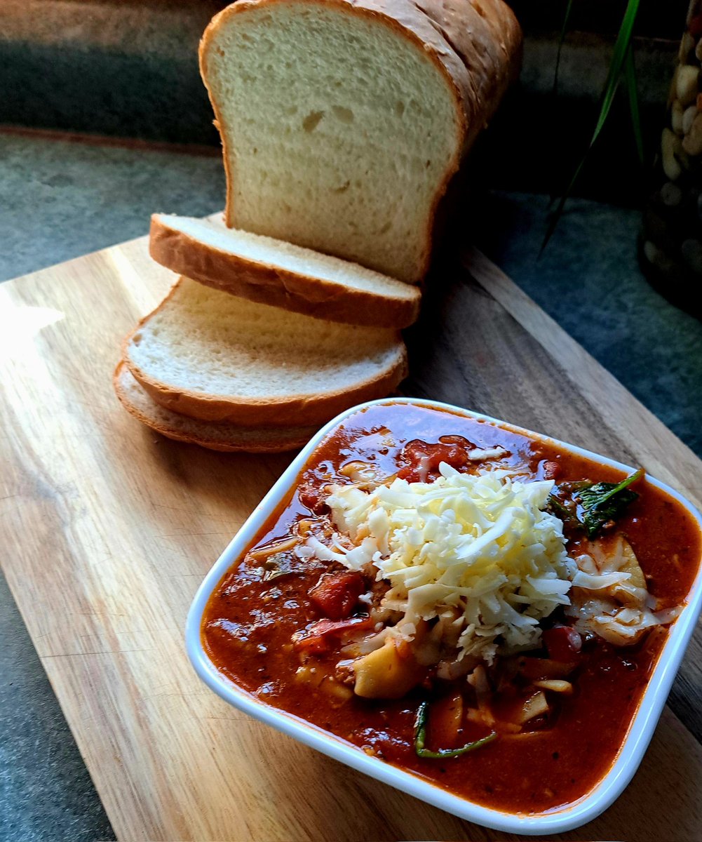 InkedDeviant's tweet photo. My Hearty Lasagna Soup Topped With Shredded Mozzarella, A Lil Parm & Fresh Baked Bread♡
#soupseries
Method & Recipe:
https://t.co/72XTYWkyJO https://t.co/rHrn3iDFCo