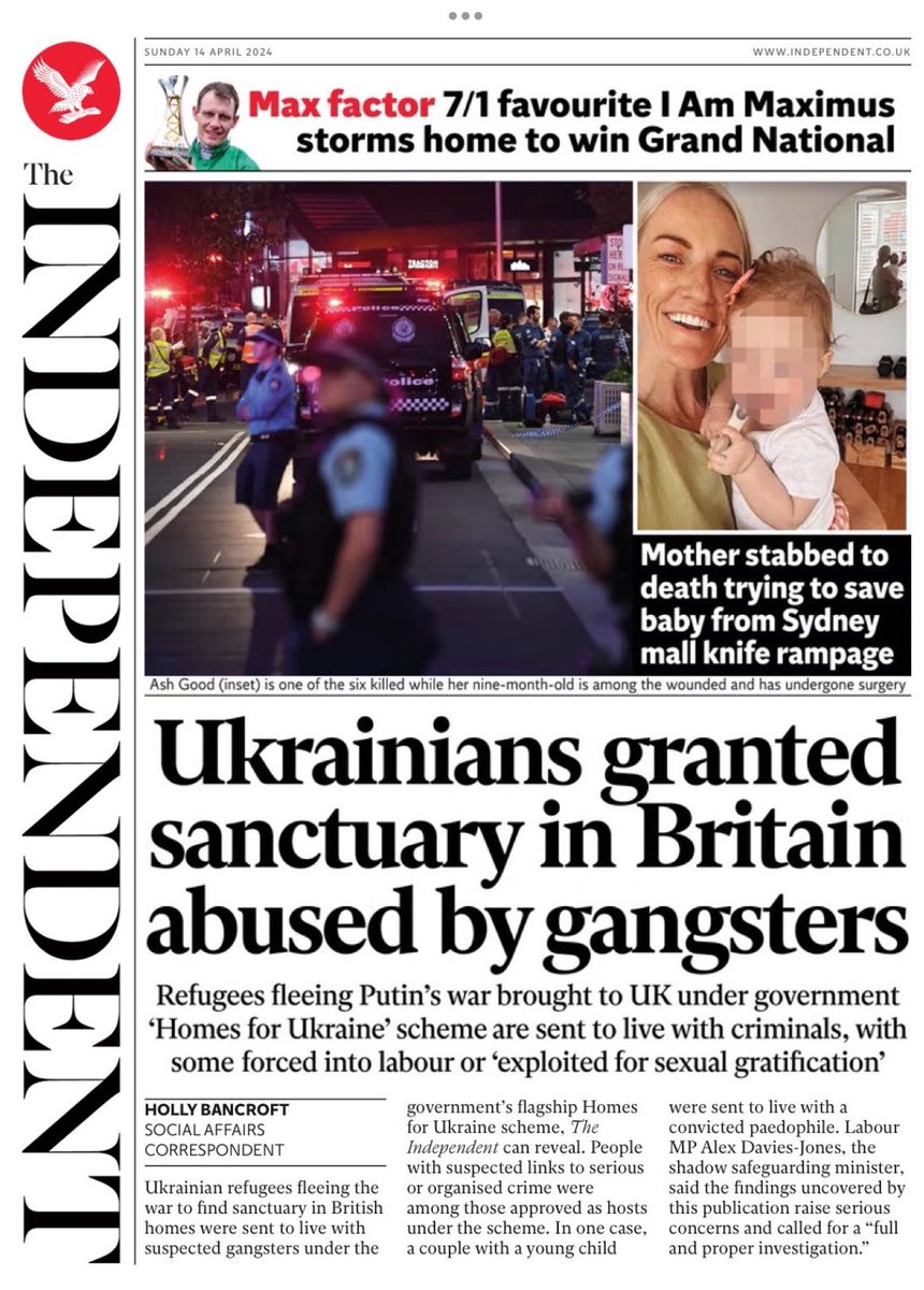 Introducing #TomorrowsPapersToday from: #Independent Ukrainians granted sanctuary in Brutain abused by gangsters Check out tscnewschannel.com/the-press-room… for a full range of newspapers. #journorequest #newspaper #buyapaper #news #buyanewspaper