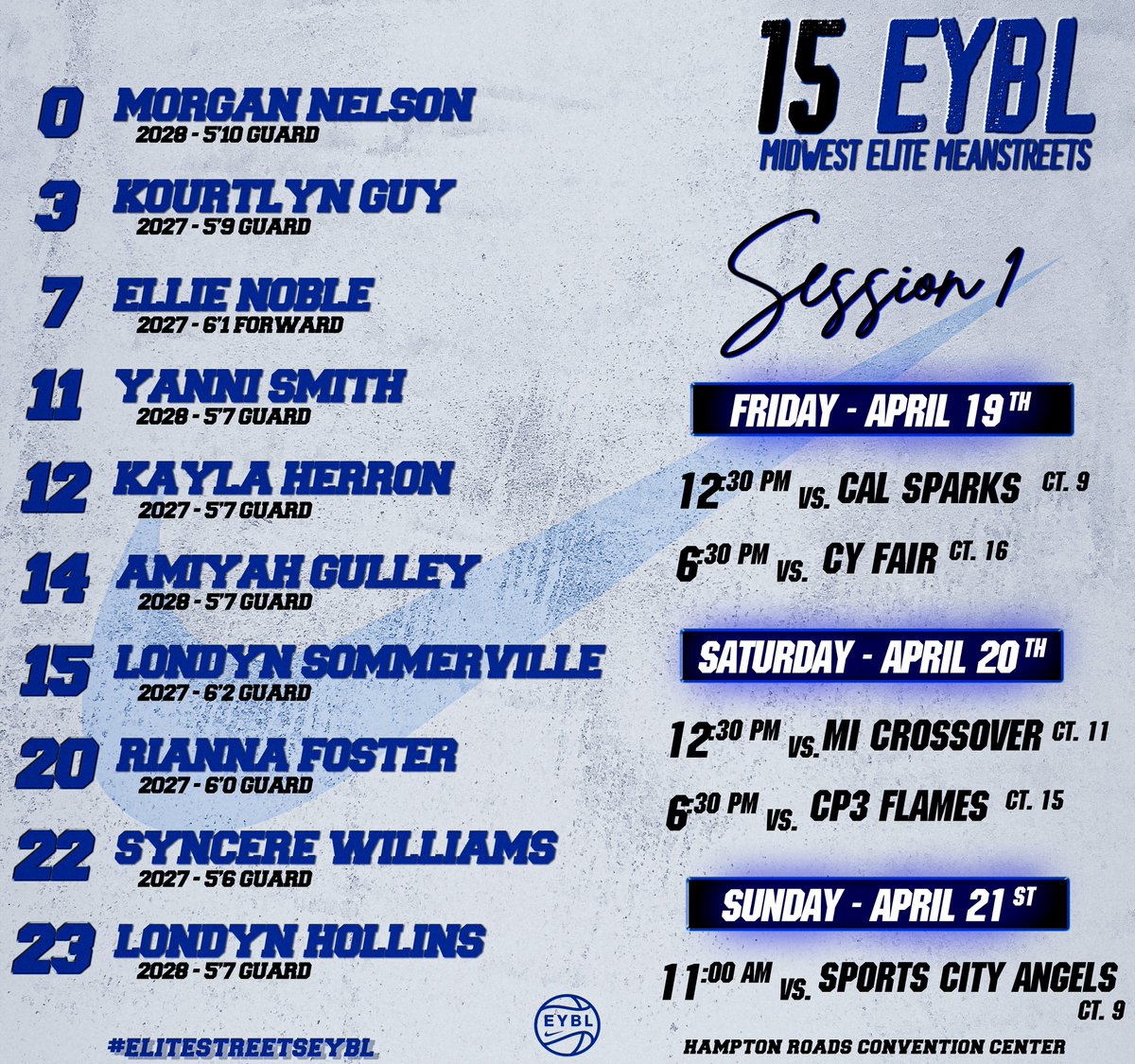 🚨Schedule Alert - 15 EYBL🚨 🔥 Heat check! The 15 EYBL team is ready to set the courts ablaze 🔥 at the EYBL Girls Circuit's first session. These girls are more than just numbers on a roster – they're the heartbeat of the game, bringing passion and precision to every play. 🏀