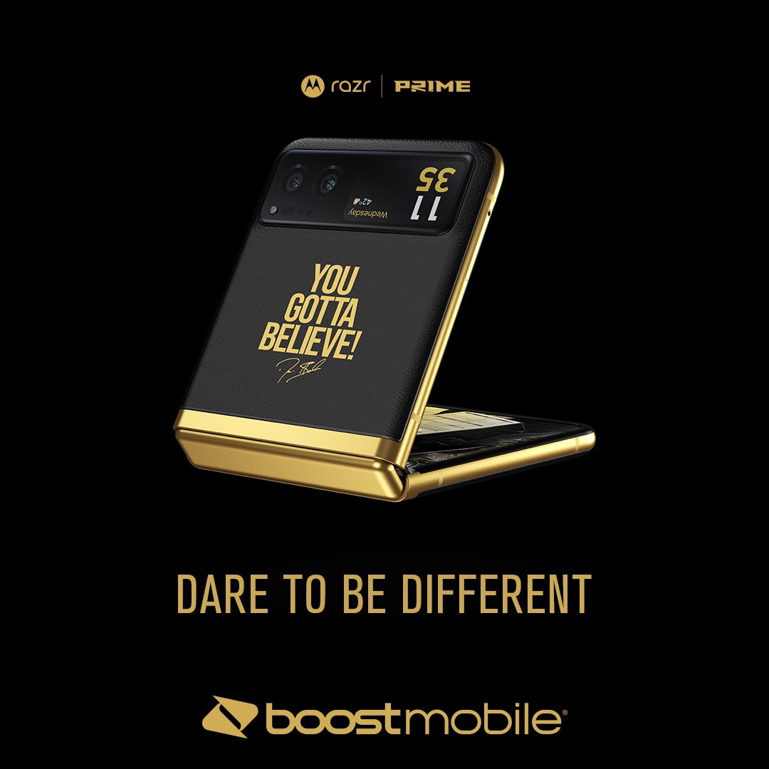 DARE TO BE DIFFERENT - with the new Coach Prime motorola razr! Only from Boost Mobile. 

Available in stores 4/19. Learn more at boostmobile.com/prime

#GetAfterIt #CoachPrime