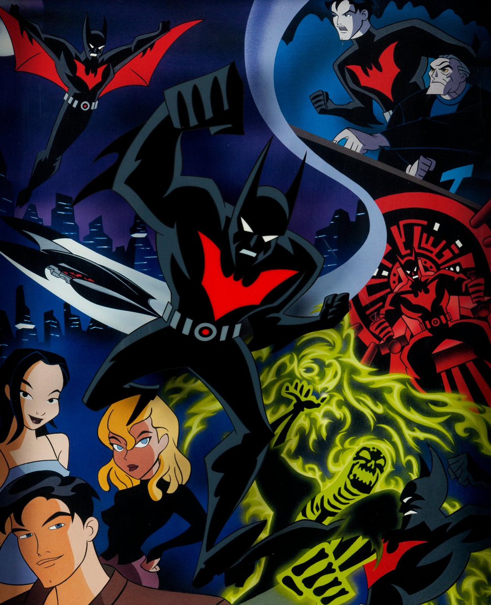 Take a look at this super-schway Batman Beyond 'A Day in the Life, Beyond' print, created in 2000 for the Warner Bros. store. Based off a rough sketch by Bruce Timm, this limited edition cel features art by Dan Beltran, Hector Martinez, and Laurie Dindis. #BatmanBeyond #Batman