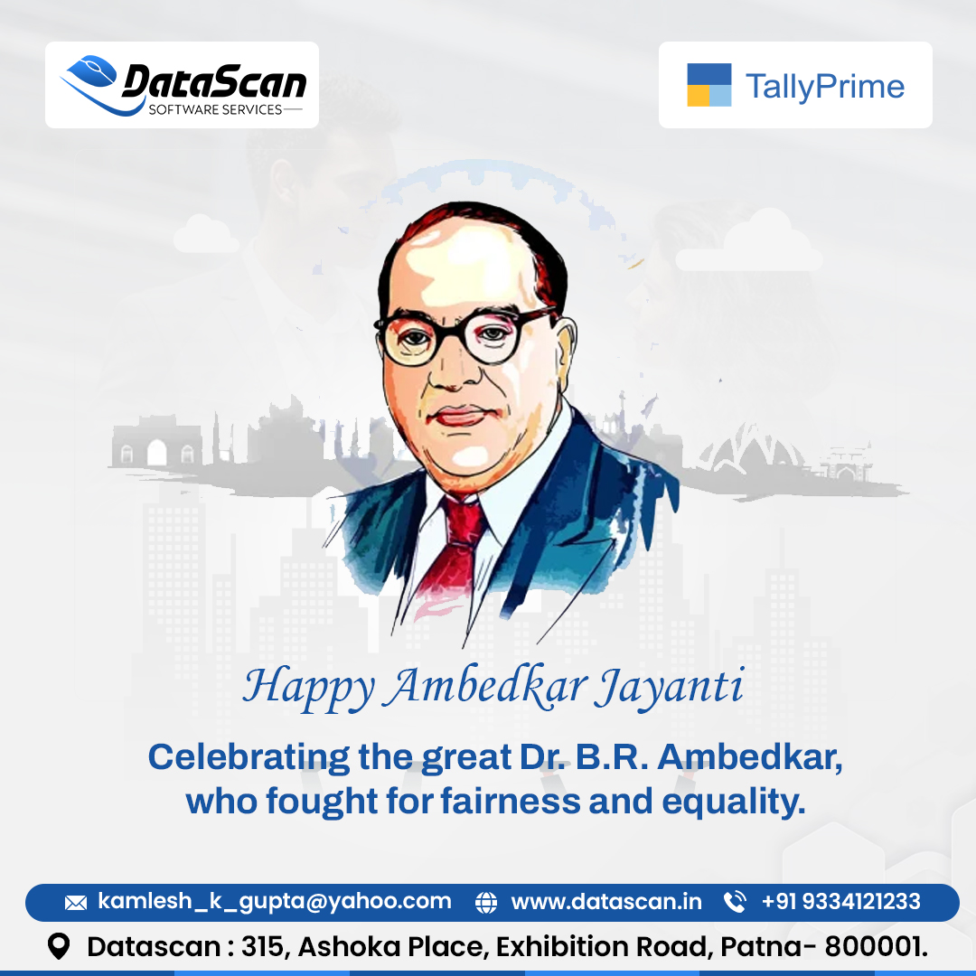 Datascan01's tweet photo. Happy Ambedkar Jayanti! 
Let's follow Dr. Ambedkar's ideas of togetherness and fairness.

#DrAmbedkarJayanti #AmbedkarLegacy #Patna #SocialJusticeIcon #BabasahebAmbedkar #PatnaCloud #PatnaTally #TallyPrime #BusinessManagement #PatnaBusiness https://t.co/ZD14CfFP1u
