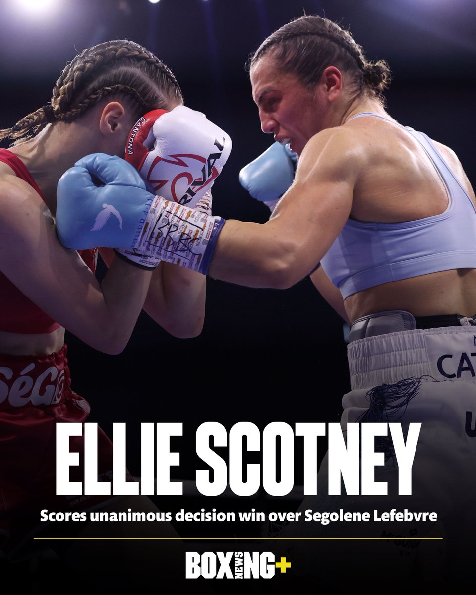 Classy performance from @elliescotney_, who claims a deserved unanimous decision victory over Segolene Lefebvre. 🎯

Scores: 99-91, 97-93 & 96-94

#ScotneyLefebvre | #GillBarrett