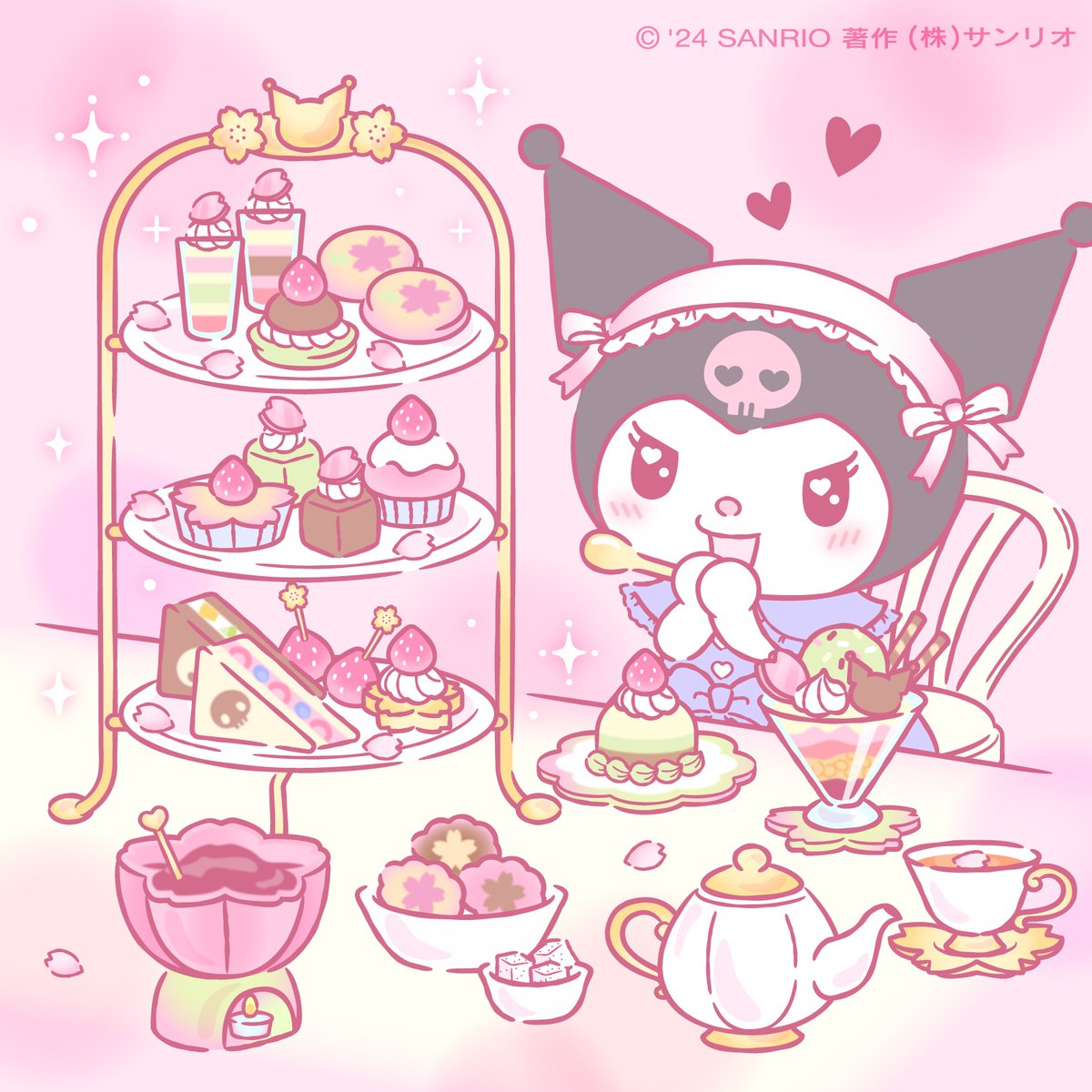 桜は散っても、、
アタイは食べてまだまだ楽しむもんね！

#サンリオ #世界クロミ化計画