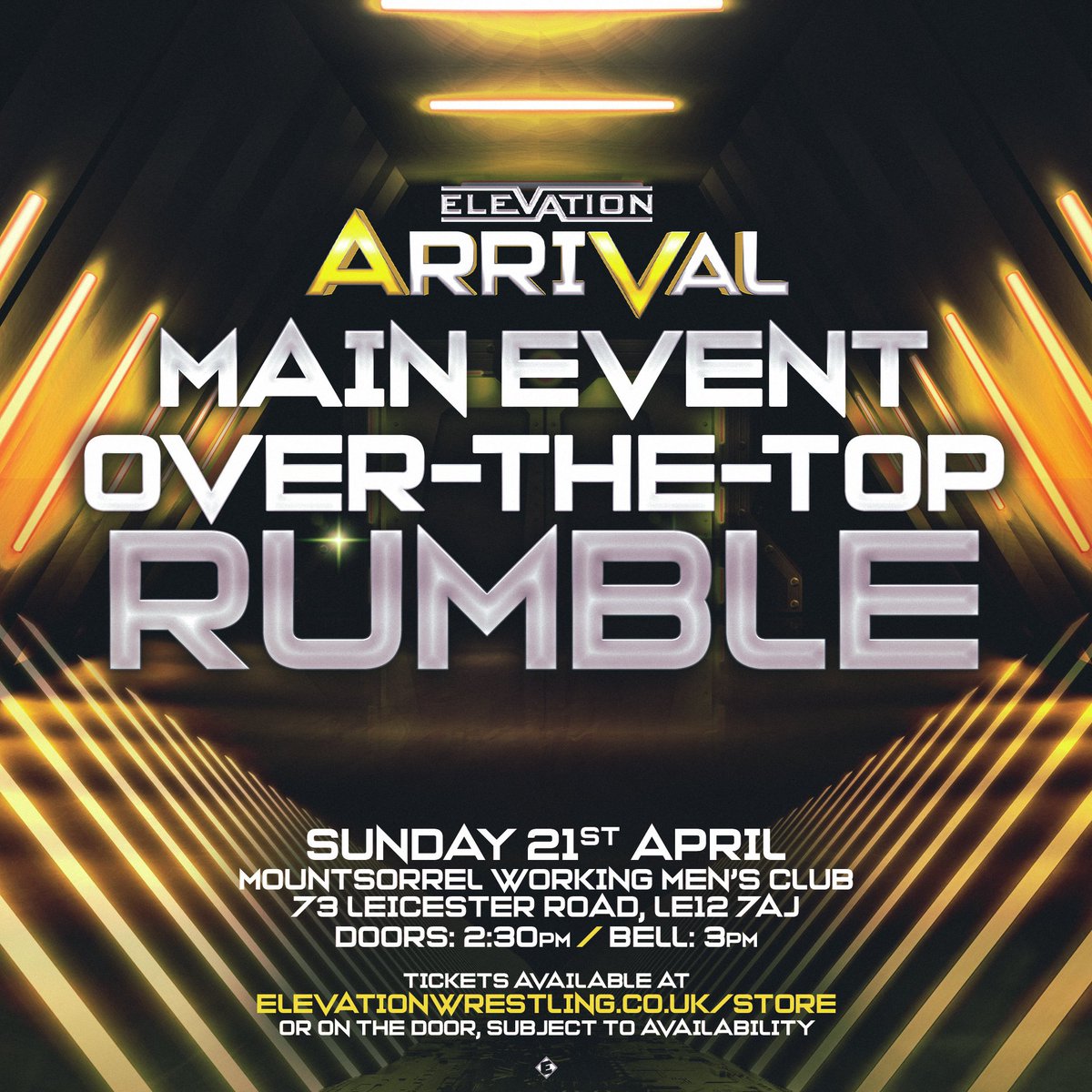 8 DAYS AWAY FROM OUR 1ST TIME IN MOUNTSORREL 🏛 Mountsorrel WMC 📅 Sunday April 21st 🚪 2.30pm 🔔 3pm 🎟 elevationwrestling.co.uk/store