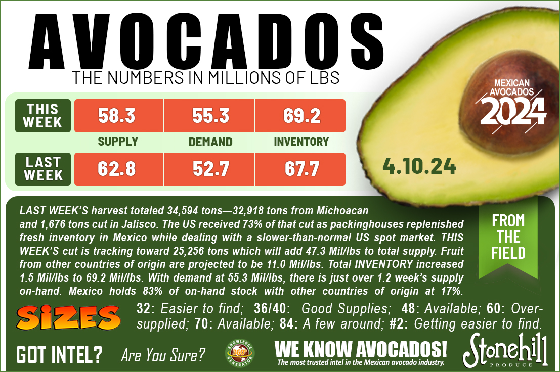 Here are this week's avocado numbers! 🥑

Learn how we provide the MOST TRUSTED intel on the U.S. Avocado deal at StonehillProduce.com

#avocados #grocery #supermarketnews #fruit #freshproduce